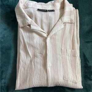 Urban Outfitters Pale Pink Striped Casual Button-Down Shirt